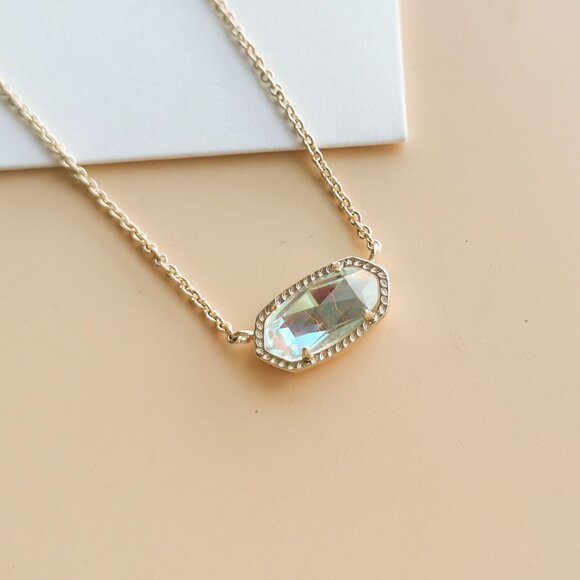 Kendra Scott Elisa Gold Dichroic Glass Pendant Necklace Jewelry - Picture 2 of 4